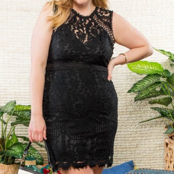 One left! Black Lace Detail Dress - Picture 2 of 8